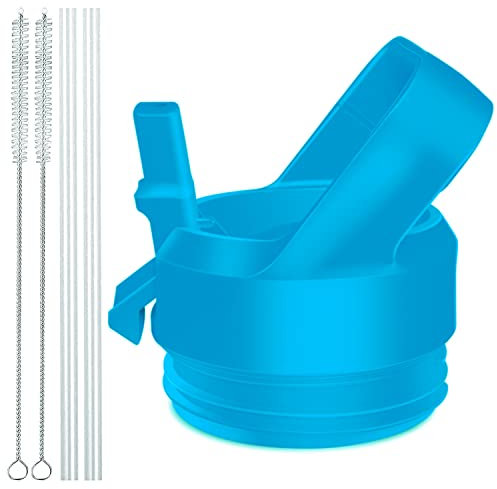 AIPENQ Straw Cap for YETI Rambler Bottle and RTIC Bottle, Straw Lid with 2 Straws and 2 Brushes (Reef Blue)