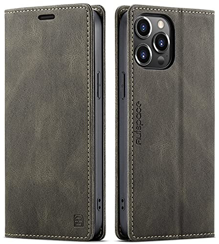 LOLFZ for iPhone 14 Pro Max Wallet Case, Magnetic Flip Leather Case with RFID Block Card Slots Kickstand Shockproof Protective Cover Compatible with iPhone 14 Pro Max - Coffee Brown