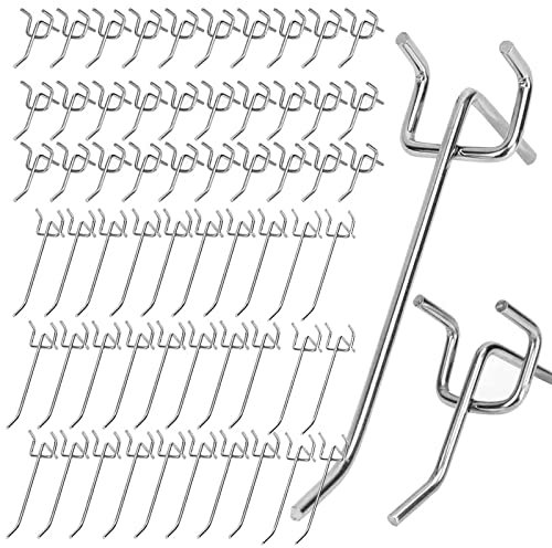 60 Piezas Herramientas Pegboard Gancho, Paneles Perforados con Ganchos de Metal, Panel Ganchos para Tableros, Ganchos para Tableros con Agujeros, para Tablones de Anuncios, Estantes de Supermercados
