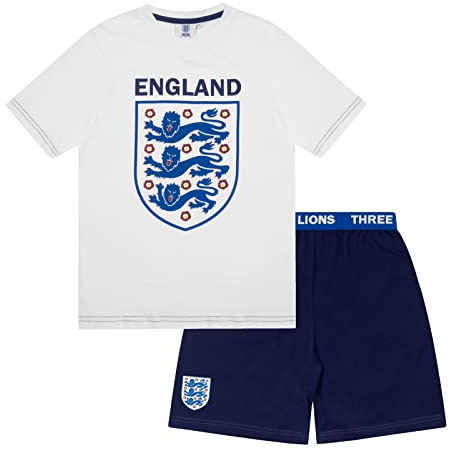 England Boys Pyjamas Short Three Lions Kids Official Football Gift