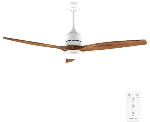Cecotec - Deckenventilatoren mit Licht EnergySilence Aero 5275 White&BlackWood, 132 cm mit 40W DC-Motor, Fernbedienung, LED-Licht, doppelte Höhe, programmierbarer Timer, Wintersommermodus