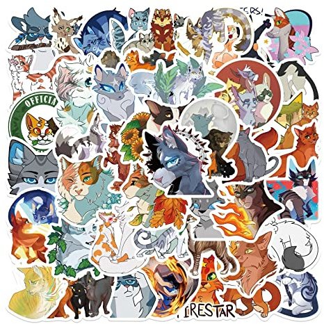 50PCS Cat Warrior Stickers for Laptop Water Bottle Luggage Snowboard Bicycle Skateboard Decal for Kids Teens Adult Stickers