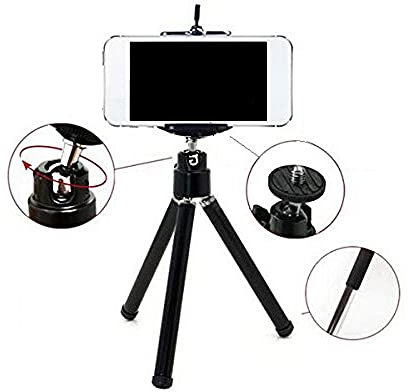 K-S-Trade Compatibile Con Vivo Y76 5G Smartphone Tripod Basamento Telefono Mobile Cavalletto Alluminio Treppiede Supporto, Universale Compatibile Con Tutti Gli Smartphone E Fotocamere Comuni Nero