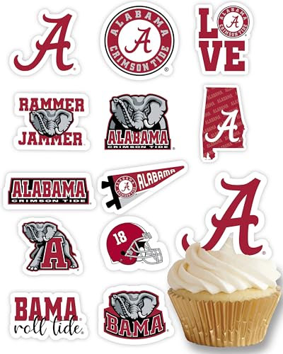 University of Alabama Cupcake Topper Party Supplies für Fußball, Geburtstag, Abschlussfeier, Party Dekorationen (24 Stück) (Alabama Crimson Tide)