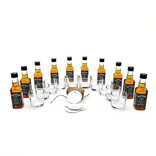 Mini Botellas de Licor Con Todo Lo Necesario Para Que Las Personalices Tu | Kit Completo (JACK DANIELS, 10 BOTELLITAS)