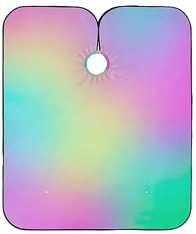 Haarfarbe, Pastellfarben, Regenbogenfarben, abstrakter Farbverlauf, Ombré-Stil, Friseurkleid, Haarfarbe, Kleidungsschutz