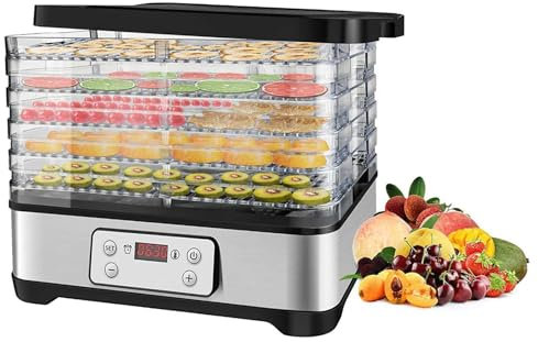 Déshydrateur Alimentaire avec Régulateur De Température Séchoir À Fruits-Viandes Desidrateur Aliment À 5 Plateaux avec Minuterie Machine De Déshydratation pour La Viande, Fruit, Légume, l'herbe
