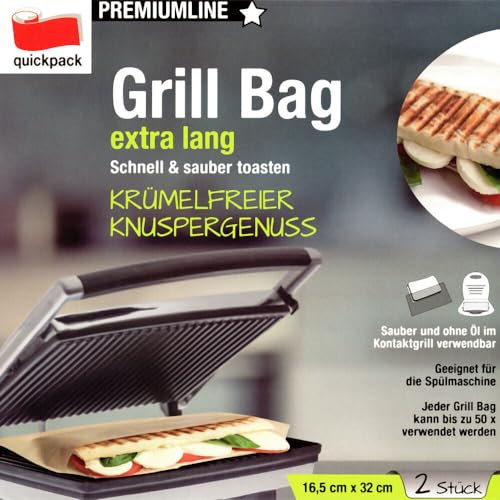 Grill Bag für den Kontaktgrill 2er 16,5x32cm! pro Beutel bis hin zu 50 Verwendungen! spülmaschinengeeignet Hält den Kontaktgrill sauber AKTION