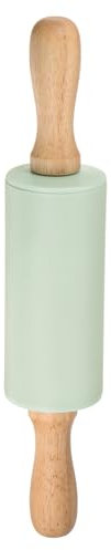 sourcing map Silicone Rolling Pins for Baking 9 Inch Wooden Handle Non Stick Rolling Pin Small Roller Playdough Rolling Pins for Dough Pizza Pastry Fondant Kitchen, Light Green