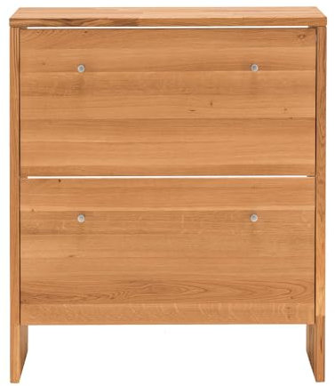 Lomadox Schuhschrank Massivholz Eiche Schuhkipper Schuhkommode Schuhorganizer Garderobenschrank 2 Klappen Softclose 82x95x27 cm