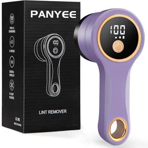 Rasoio elettrico ricaricabile per tessuti, con display digitale, dispositivo di rimozione dei pelucchi portatile con 3 velocità, 6 lame a foglia, per vestiti, mobili, divani, maglioni, coperte