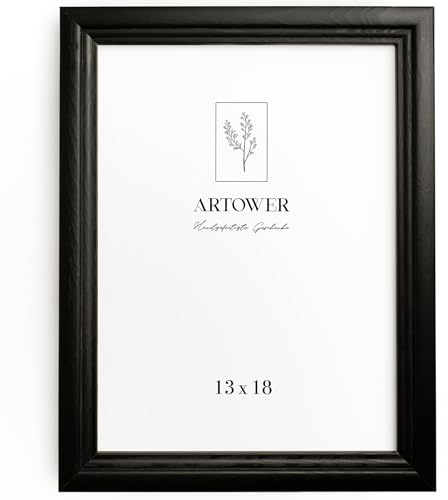 Artower® Bilderrahmen Vintage Schwarz Holz Rahmen für 13 x 18 cm | Posterrahmen Groß für Collage | Picture Frame Vintage Black Wood 13x18 cm | Retro Schmal Bilderrahmen | Schwarz Poster Rahmen