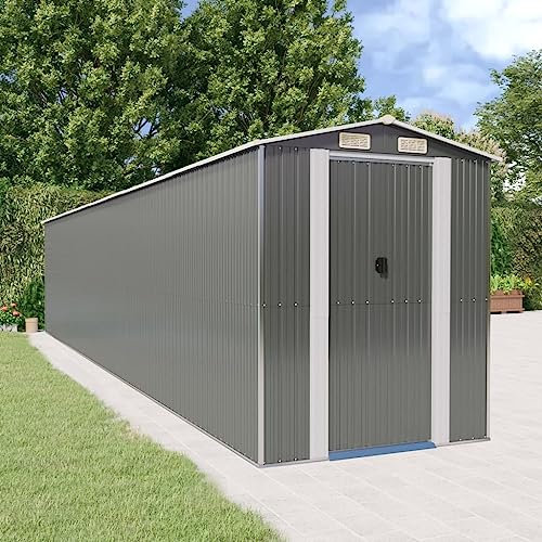 Home Outdoor SonstigesGartenhaus Hellgrau 192x1021x223cm Stahl verzinkt