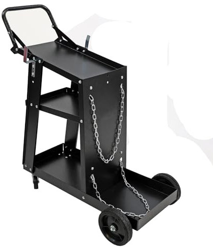Easigear 3 Tier Welding Cart with Gas Bottle Storage 80 kg Capacity Black