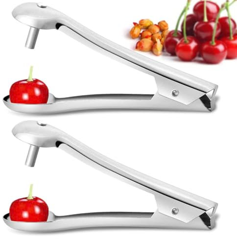 Kirschentkerner, 2 Stück Edelstahl Kirschkernentferner Multifunktions-Fruchtentkerner Und Entkerner, Klei-ner Entkerner Für Kirschen, Weißdorn, Jujube, Rote Dattel