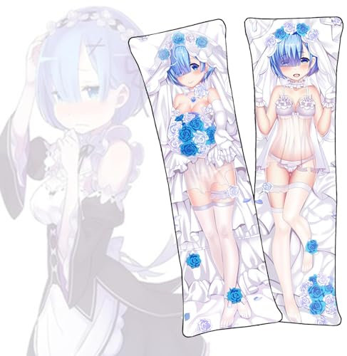 GUANBBD-Anime Körperkissen Re:Zero Rem Körperkissen Anime Kurzer Plüsch Material dakimakura Lebensgroßer Kissenbezug-Rem-d,40x120cm-shortplush