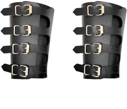 Floatdream 2 Piezas Medieval Arm Guard, Brazaletes Medievales Negros, Protectores de Brazos de Cuero, para Protección Diaria, Tiro Con Arco, Deportes, Navidad, Halloween, cumpleaños