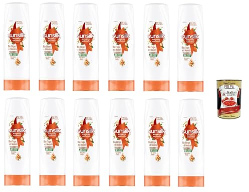 Argan- und Mandelöl-Conditioner, Conditioner für brüchiges und geschädigtes Haar, mit Arganöl und Bio-Mandelöl, 12x 200 ml+ Italian Gourmet polpa 400g