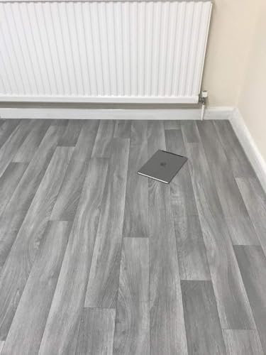 Grandismo Grey Oak - Vinyl Lino Roll Flooring For Bathroom/Kitchen - Plank Wood Effect Cushion - Anti Slip (Grey Oak, 6m x 4m)