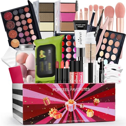 LHLXZQ Set per il trucco da donna, set di trucco di lusso multiuso, con palette di ombretti, correttore, mascara, eyeliner, pennelli per makeup, uso quotidiano e Natale, set regalo di compleanno#7