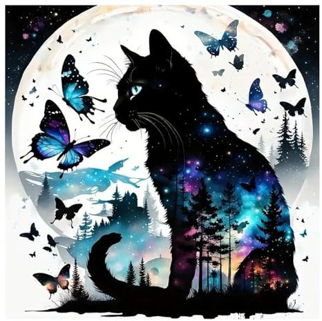 Mandun Art Diamond Painting Erwachsene Schwarze Katze Diamant Painting Full DIY Diamant Kunst Malerei Stickerei Set Home Wand Dekor 30x30cm