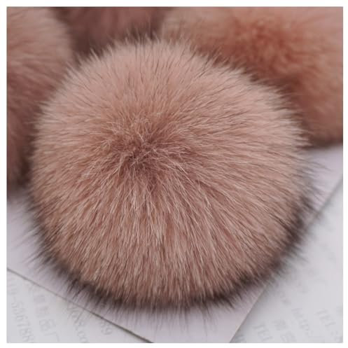 GreatRise 2 StücK Fellbommel für Mützen Künstlicher Haarball Nachahmung Fuchs Haarkugel Kunstpelz Bommel Plüsch Pompon für DIY Hüte, Taschen, Schals, Schuhe, Schlüsselanhänger Leder Rosa 10cm