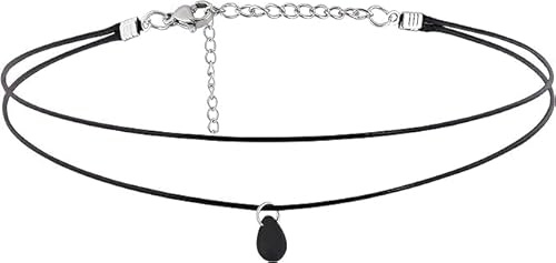 Hanary Gothic Punk O Ring Choker, Black Choker, Black PU Leather Chocker Collar, Costume Jewelry