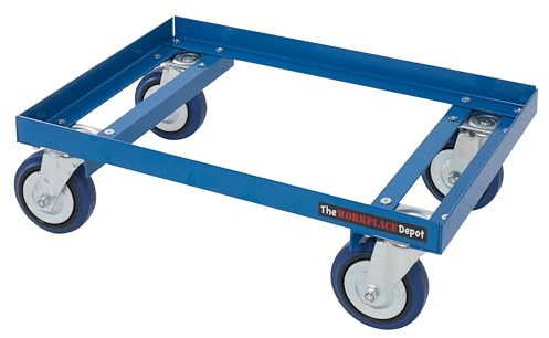Transport Dolly, Heavy Duty Blue Steel Crate Trolley for Plastic Stacking Containers on Swivel Castor Wheels for Moving Heavy Appliances & Furniture (600 x 400 mm)