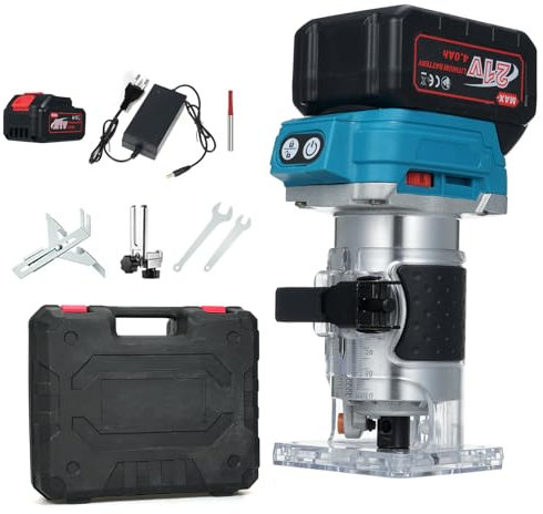 Weytoll Fraiseuse à bois compacte avec piles de 4,0 Ah Fraiseuse portative portative sans balais 21 V pour le travail du bois Cutter à bois avec fraise