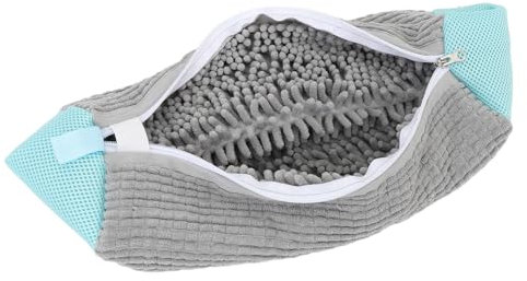 Borsa per scarpe da bucato, riutilizzabile per lavatrice, asciugatrice, sacchetto per la pulizia delle scarpe con chiusura lampo, nylon (grigio)