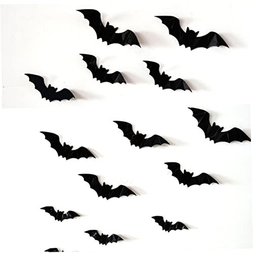 KONTONTY 16 Stück Pvc Fledermaus Wandaufkleber Halloween Deko Wanddekor Einfach Anbringen Für Wohnzimmer Schlafzimmer