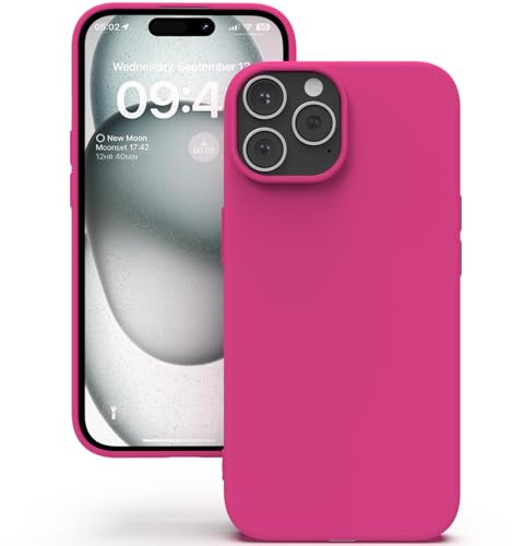 YATWIN Hülle für iPhone 15 Pro Max, Silikon Handyhülle mit Futter, 1mm Kamera und Displayschutz, Dünn & Leicht, Anti Kratzer Case, Magenta
