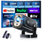 [App intégrée] Vidéoprojecteur 2025 Upgraded Videoprojecteur 1080P FHD 4K, Mini Projecteur Portable Dual Contrôle avec Android 180° Rotation,Projecteur WiFi 6, BT5.2,PC/USB/TV avec HDMI,Noir
