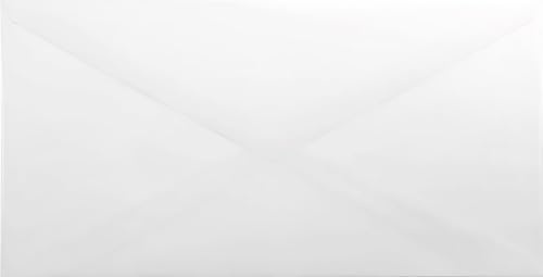 Netuno 100 Briefumschläge transparent Weiß DIN lang 11x22 cm edel und fein | 112g Aster Tracing Transparentpapier · hochwertige elegante durchsichtige Kuverts für Hochzeit, Einladungen & Grußkarten