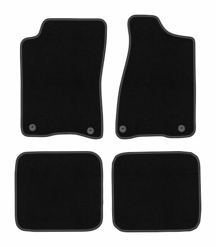 Velours-Fußmatten passend für Audi 80 B4 1991-1996, Schwarz, Basic | passend für Limousine/Kombi/Avant; dünner Velours-Teppich (Polypropylen), ca. 4 mm; rutschfest, runde Befestigungen (Typ AV)