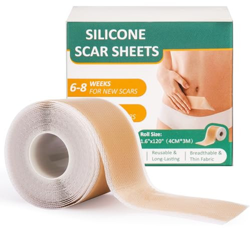 Jewan Cerotti Silicone Cicatrici (4cm x 300cm), Cerotto Silicone per Cicatrici Silicone Scar Sheets, Non Medicale, Traspirante, Impermeabile, Riutilizzabile per lo Sbiadimento Delle Cicatrici