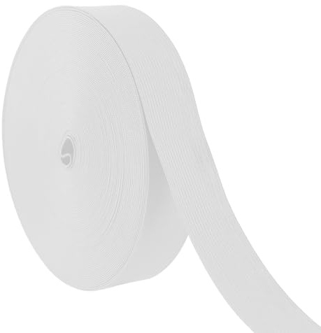 Lvjkes Gummiband breit, 15M Lang Gummiband nähen 2.5cm breit, Hochelastisch und langlebig, gummizugband für hosenbundGeeignet zum Nähen von Kleidung, Hosen und anderem DIY Nähzubehör (Weiß-15M)