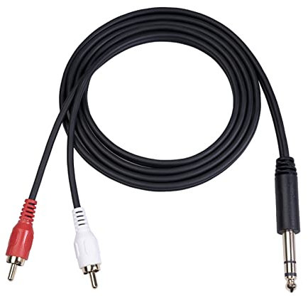CHICIRIS 1/4 Zoll Männlich Bis Dual -Kabel 4,9 Fuß, Vergoldete Audio -Y Adapter für TV CD DVD Player, Verstärker, Lautsprechermixer, OFC Kupferleiter für High Fidelity Soundqualität, Schwarz, Schwarz
