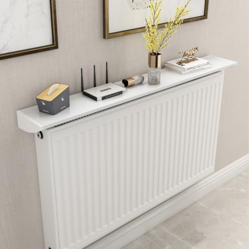LUOZIQINX Tablette Radiateur, Moderne Blanc Cache Radiateur sans Percer, Etagere Radiateur en Aluminium pour Bureau à Domicile, Portant 28kg,L 95cm/37.4in