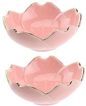 HEALEEP 2piezas Plato De Condimentos De Plato De Flores De Porcelana Para Salsa y Condimentos Cuenco Para Salsa Forma De Flor Para Cocina