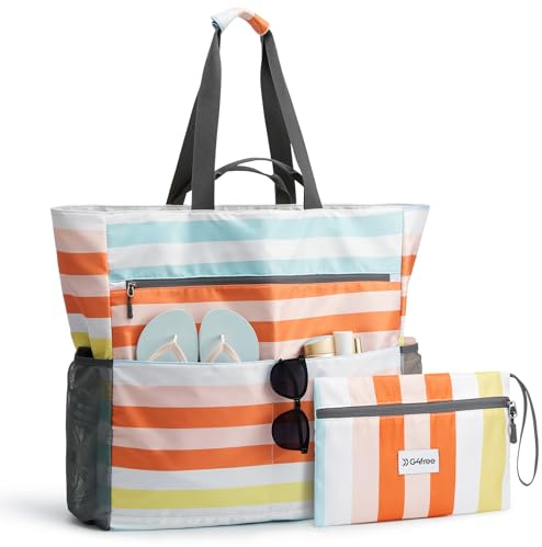 G4Free 35/50/80L Strandtasche XXL Familie & Badetasche Faltbar Groß | Wasserdicht/Leicht für Shopping Strandurlaub und Schwimmbäder