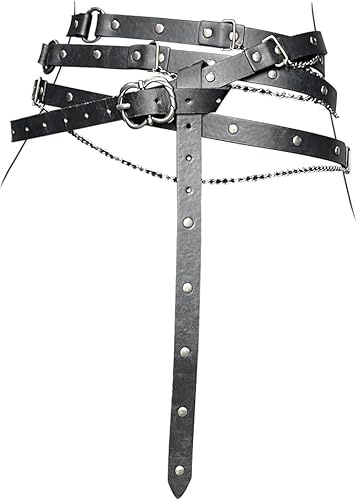 Mittelalter Gürtel Damen Vintage Verstellbarer Gürtel mit Kette | Punk Gürtel Mittelalter Wikinger Gürtel Retro Skinny Gürtel für Kleider Halloween und Karneval