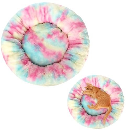 Durdiiy Hundebett rund flauschig Katzenbett Hundekissen Hundesofa Donut Kuscheliges Hundekorb Waschbar Ultra Weicher Plüsch Haustierbett für große, mittelgroße & kleine Hunde,40cm