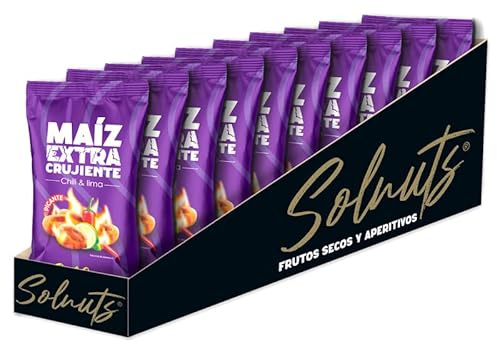 Maíz Extra Crujiente Sabor Chili y Lima – Snack Salado y Picante para Picar en Casa, Fiestas o Aperitivos – Formato Bolsa o Bote (10u x 80g)