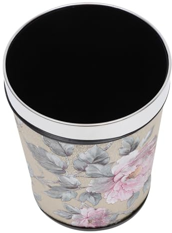 TOYANDONA Poubelle sans Couvercle Vintage Cuir Imprimé Capacité Importante Poubelle de Bureau et Maison pour Salle de Bain Cuisine Chambre et Salon Rangement Pratique pour Déchets et