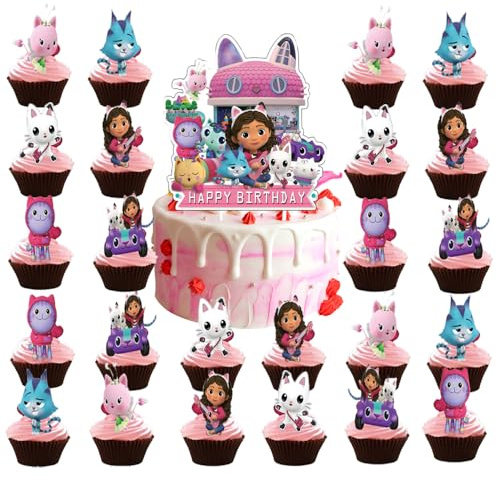 25-Stück Kuchendekoration für Kinder, Cupcake-Topper, Mini-Figur, Kuchen-Topper, für die Dekoration von Partys, ür Kinder Geburtstagsfeiern-CK-1