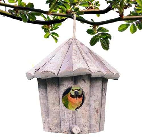 Vogelhäuser für den Außenbereich - mit Holzdach und dekorativem Unterstand | Vogelhaus Dekoration Garten - für kleine Vögel draußen Garten Winter Geschenk für Frauen