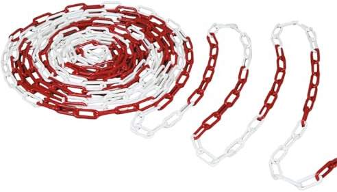 Kunststoff-Gliederkette 50 Meter | Absperrkette, Kette 6mm in rot/weiß