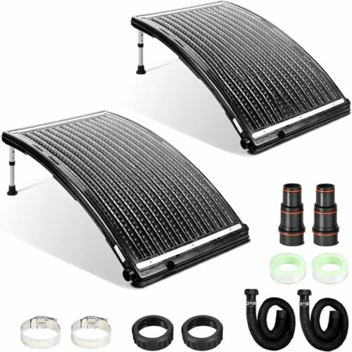 2026 Upgrade: 2er-Pack Solar Poolheizung, Vierstufig Höhenverstellbare Stützfüße, Poolheizung Solar für Aufstell- und Einbaubecken, inklusive Adapter*4, Schläuche*4, Klemmen*4 und Dichtungsbänder*4