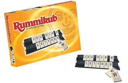 Hasbro Gaming Rummikub Lettres, Jeu de Stratégie et de Logique pour Adultes et Ados, Jeux de Société pour Composer des Mots, dès 12 Ans pour améliorer Son Vocabulaire